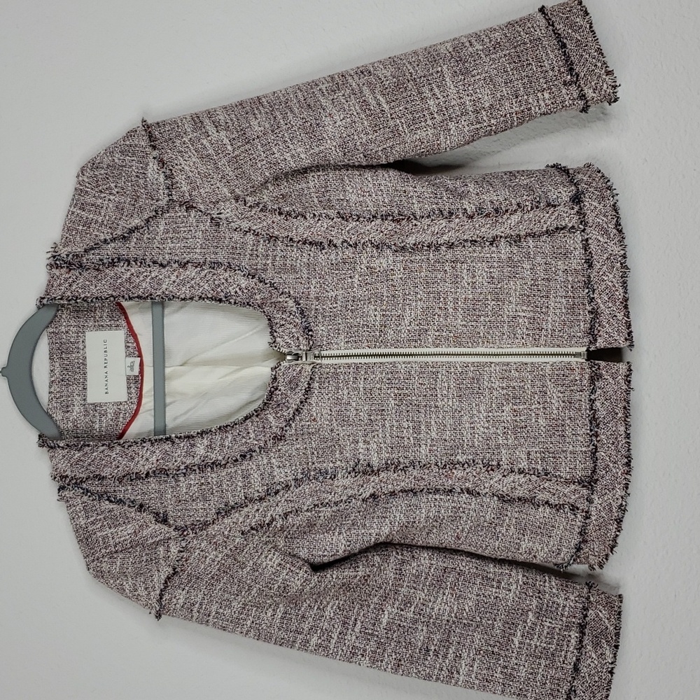Banana Republic Tweed Blazer in Gray and White